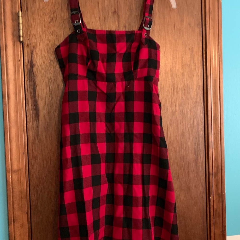 Black and red plaid dress